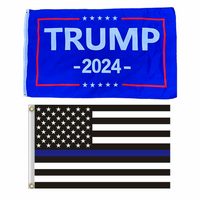 Set 3x5FT Thin Blue Line 2024 Donald Trump Take America Back Flag MAGA USA