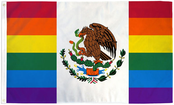 3x5FT Durable Mexican Pride Rainbow Flag Mexico Gay Parade Hispanic