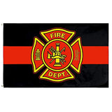 3x5FT Fire Department Flag Red Black Firefighter Banner Safety Man Cave Station