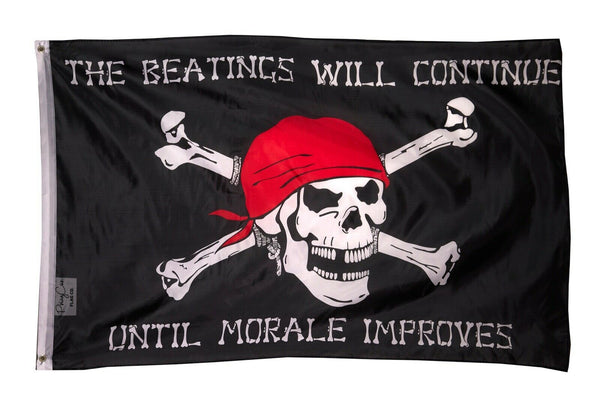 Beatings will Continue until Morale Improves PIRATE FLAG 3x5 FT Jolly Roger Ship