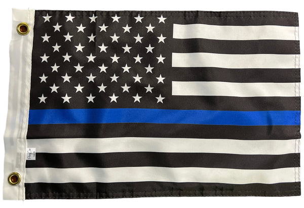 Small 12"X18" Thin Blue Line American Flag Police Law Boat Car Bike Kayak Window