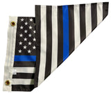 Small 12"X18" Thin Blue Line American Flag Police Law Boat Car Bike Kayak Window