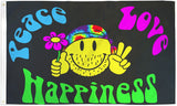3x5FT Flag Peace Love Happiness Polyester Happy Face Hippie Durable