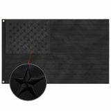 3x5FT Embroidered All Black American Flag US Black Flag Decor Blackout