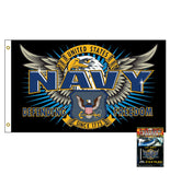 3x5FT Durable Flag US Navy Defending Freedom Military Mission First