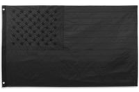 3x5FT Embroidered All Black American Flag US Black Flag Decor Blackout