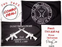 Bundle Set of 2 3x5FT Flag Don't Tread on Me Rifle Pistol 2nd Amendment Gun USA