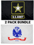 2x3FT Army Flag Bundle Set of Star Coat of Arms USA Veteran Military Wholesale