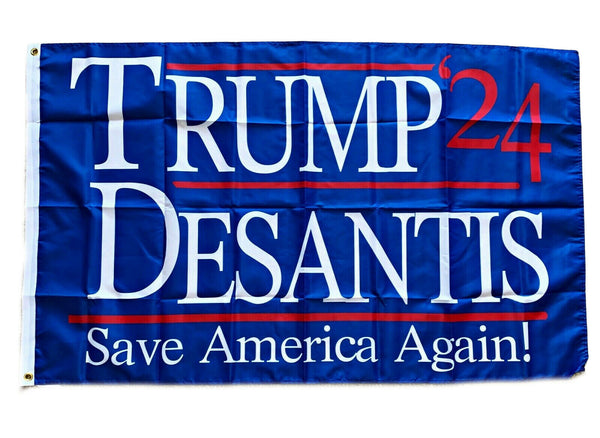 3x5FT Flag 2024 Trump DeSantis Blue President Save America Again Florida Patriot