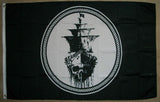 3x5FT Ghost Pirate Ship Flag Black Sea Mutiny Jolly Roger Skull Sword Banner 3X5