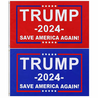 Set 3x5FT 2024 Donald Trump Save America Again Flag Red Blue MAGA Patriot USA