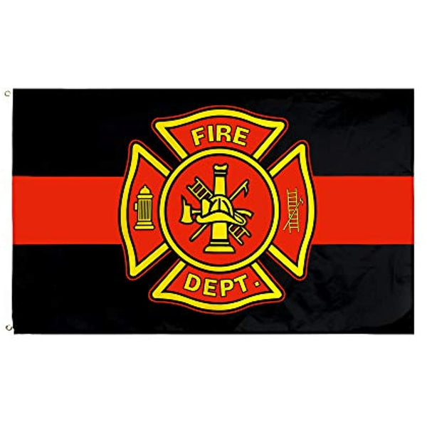 3x5FT Fire Department Flag Red Black Firefighter Banner Safety Man Cave Station
