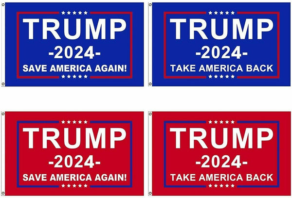 Set of 4 3x5FT 2024 Donald Trump Save America Again Take Back Flag Blue MAGA