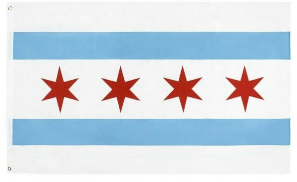 PringCor City of Chicago 3x5FT Polyester Flag Chi IL Windy City 4 Star Illinois