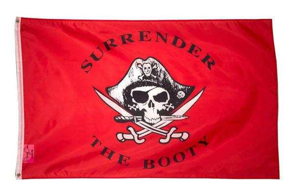 Surrender the Booty Pirate Flag 3x5 FT Polyester Brass Grommets Boat Bar Cave