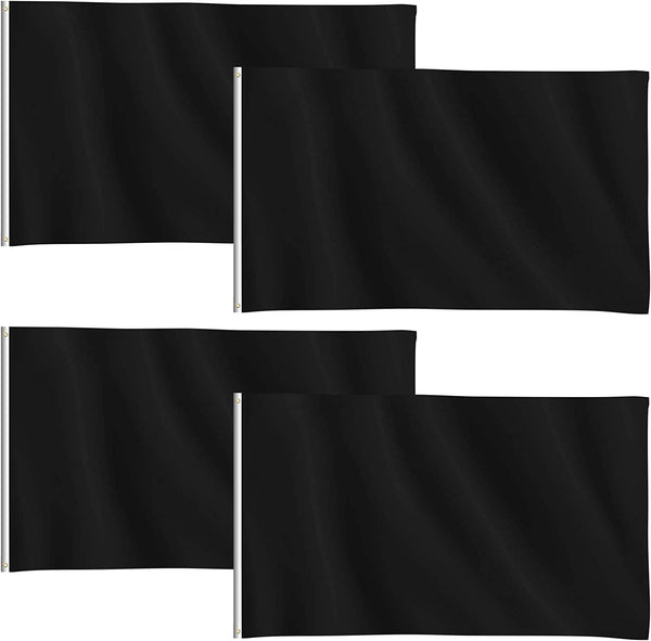 Set 4 - 3x5FT Solid Black Flag Artwork Protest Plain Color Banner Dorm Man Cave