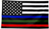 3x5FT Flag Thin Blue Green Red Line USA Banner Police Firefighters Military Hero