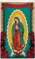 3x5FT Our Lady of Guadalupe Flag Roses Cherubim Virgin Mary Catholic Latin Decor