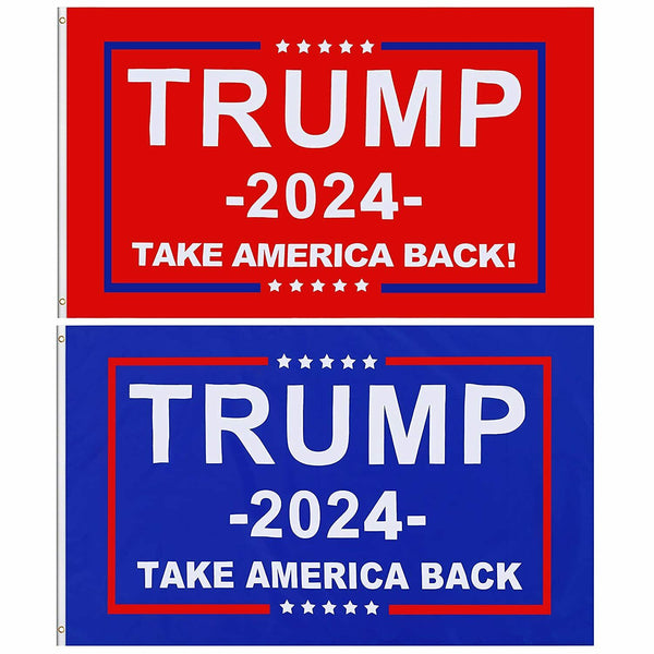 Set 3x5FT 2024 Donald Trump Take America Back Flag Red Blue MAGA Patriot USA