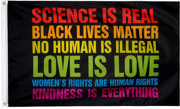 Science is Real Black Lives Matter BLM Love Rainbow 3x5 Feet Banner Flag Human