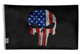 Skull USA Flag Banner 3X5 Feet Black American Red White and Blue