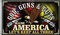 3x5FT God, Guns, and Guts Made America Eagle 2nd Amendment Flag Banner