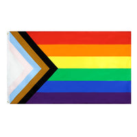 Set 2 Progress Pride Large Flag 3x5FT Gay Lesbian LGBTQ Community Trans Color