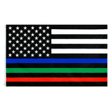3x5FT Flag Thin Blue Green Red Line USA Banner Police Firefighters Military Hero