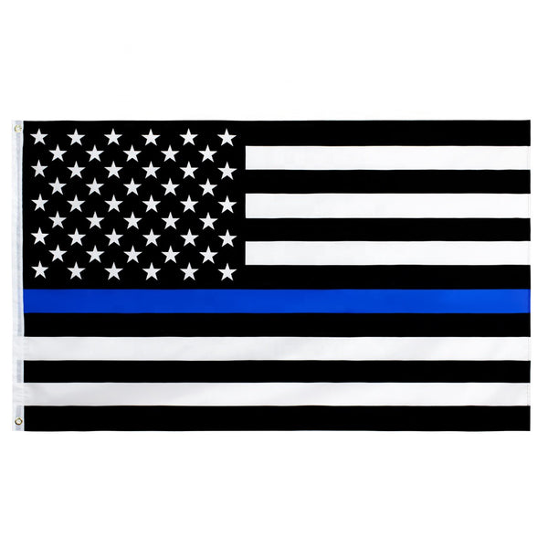 3x5FT Thin Blue Line Black And White American Flag Police Law Enforcement Defend