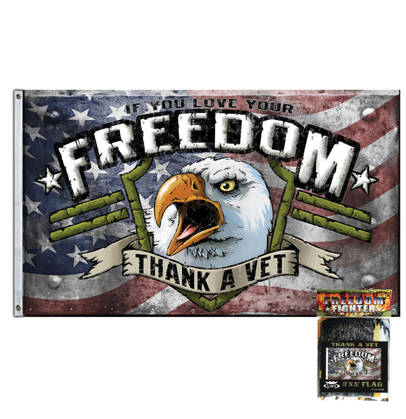 3x5FT Durable Flag If You Love Your Freedom Thank A Vet Veteran Military Gift