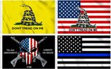 4pc Flag Set Gadsden American Liberty Tread 2nd Amendment Thin Blue Line