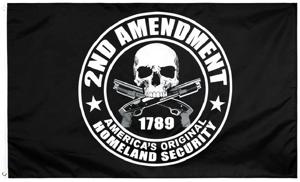 3x5FT Flag 2nd Amendment America's Original Homeland Security Skull Gun NRA