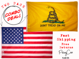 2x3FT Set USA Don't Tread On Me Flags Tea Party American United States Gift Lot
