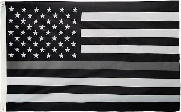 3x5 USA Thin Gray Line American Correction Officer Law Enforcement Flag Grey