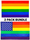 3x5FT Wholesale Set of 2 Pride Flags Rainbow Gay LGBTQ Parade Lesbian Love Equal