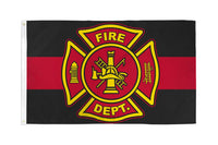 Durable 3x5FT Fire Department Flag Red Black Firefighter Banner Safety Station
