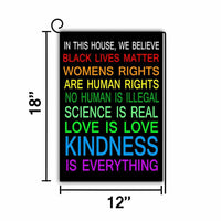 Garden Flag Double Sided 12"x18" House We Believe Black Lives Science Human Love