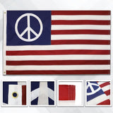 3x5FT Large Peace USA Flag Embroidered Sewn Durable Indoor Outdoor